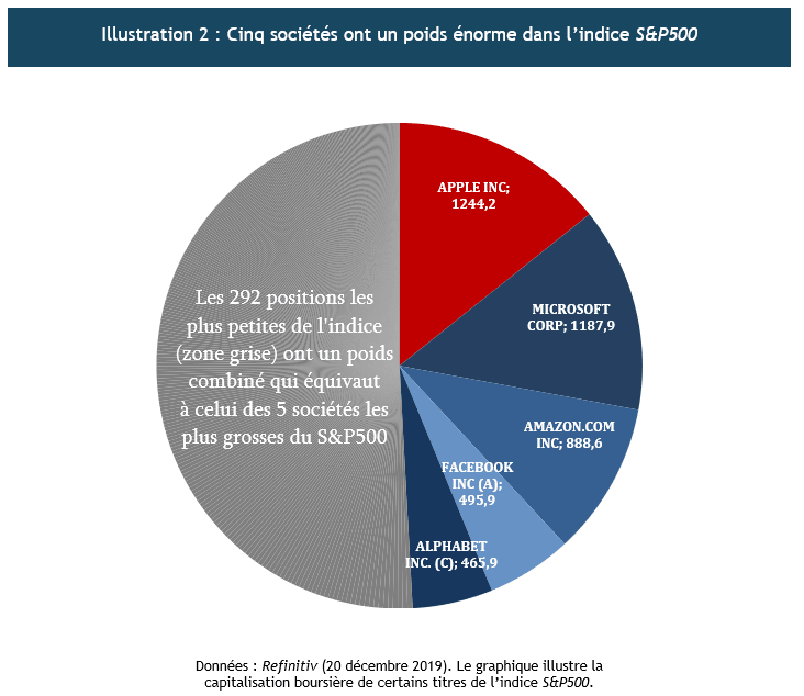 Illustration 2 Cinq sociétés ont un poids énorme dans l'indice S&P500